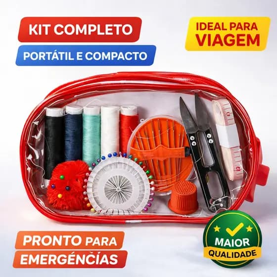Kit Costura Portátil Completo 12 Peças Viagem Emergência Compacto Estojo