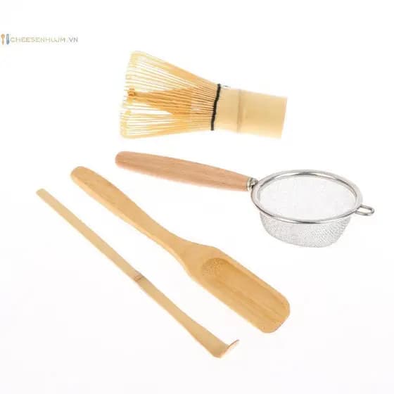 Cs 4 Pçs Matcha Batedor Conjunto Artesanal De Bambu Tradicional Colher De Chá Profunda Filtro Claro Armazenamento Titula