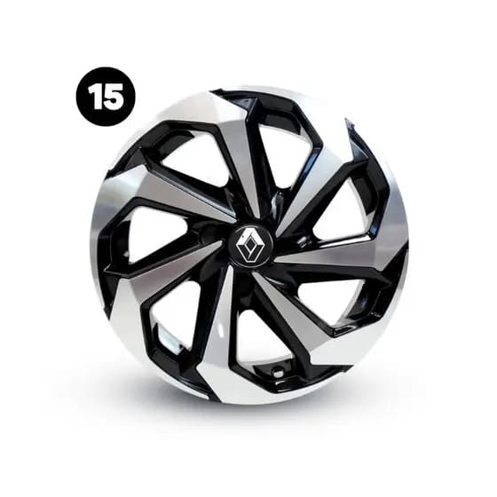 Jogo 4 Calota Spider Aro 15 Prata/Preto Renault Clio Logan