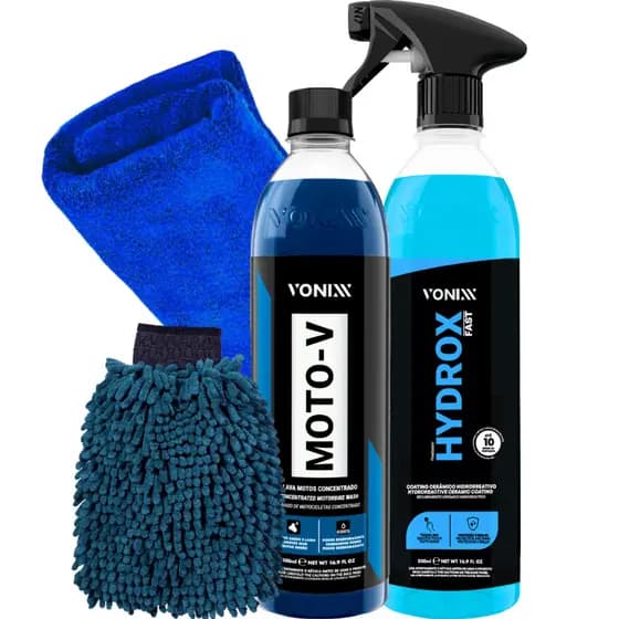 Kit Hydrox Fast Hidro Repelente Coating Cêramico Automotivo Shampoo Automotivo Desengraxante Moto-V