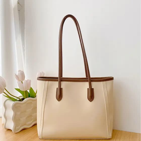 Bolsa Tote Feminina Ombro Couro Vegano Premium | Espaçosa Com Bolso Interno Fecho Imã