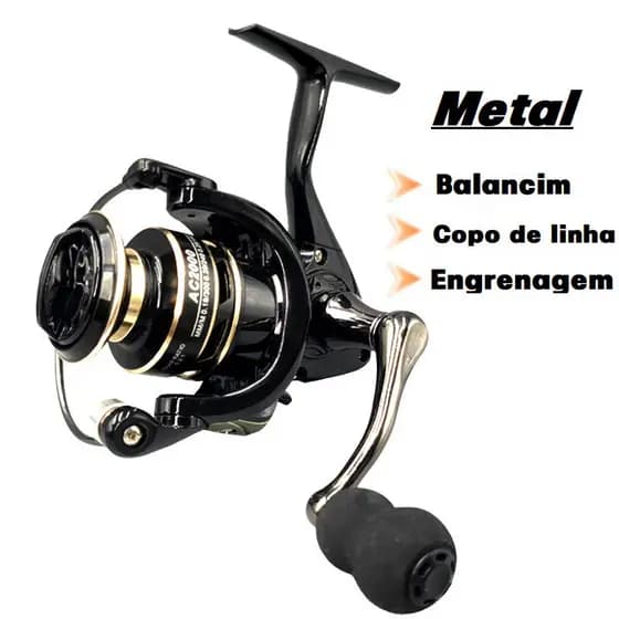Acessório De Pesca Molinete Modelo AC2000-7000 De Alumínio Drag Máximo De 12 Kg Ideal Para Amantes Da Pesca
