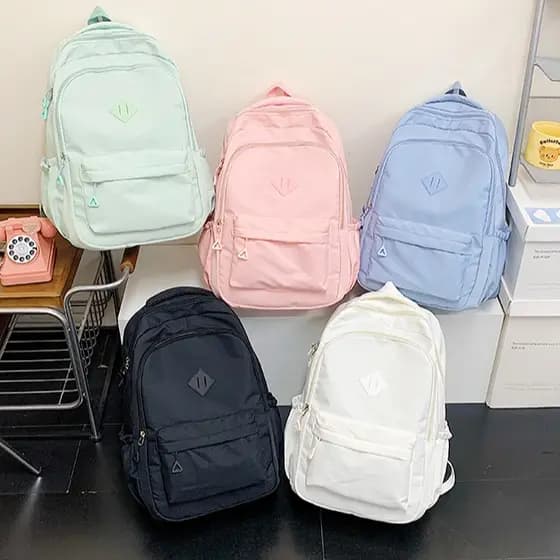 Mochila Escolar Unissex Grande em Nylon Para Escola Viagem e Uso Diário