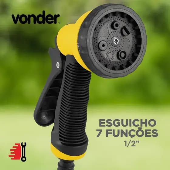 Esguicho Plástico Para Jardim 7 Funções Engate 1/2" Vonder