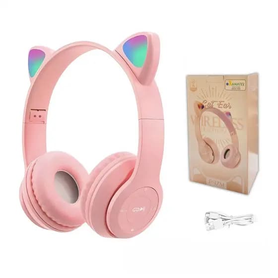 Fones de Ouvido Gamer Sem Fio com Orelhas de Gato com Led Bluetooth