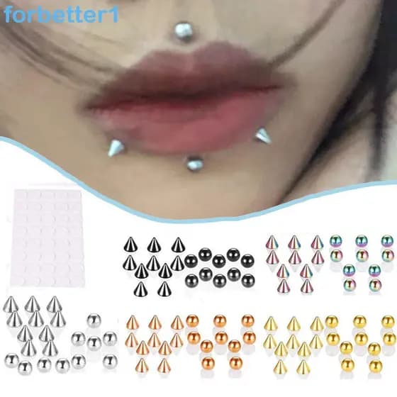 FORBETTER Falso Lábio Parafuso Prisioneiro Masculino Com Adesivo Sem Piercing Legal Aço Inoxidável Punk Jóias