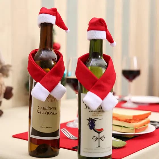 2 Pçs / Set Natal Garrafa De Vinho Conjunto De Tampa De Garrafas De Papai Noel Decoração Com Chapéu De Natal Casa Orname