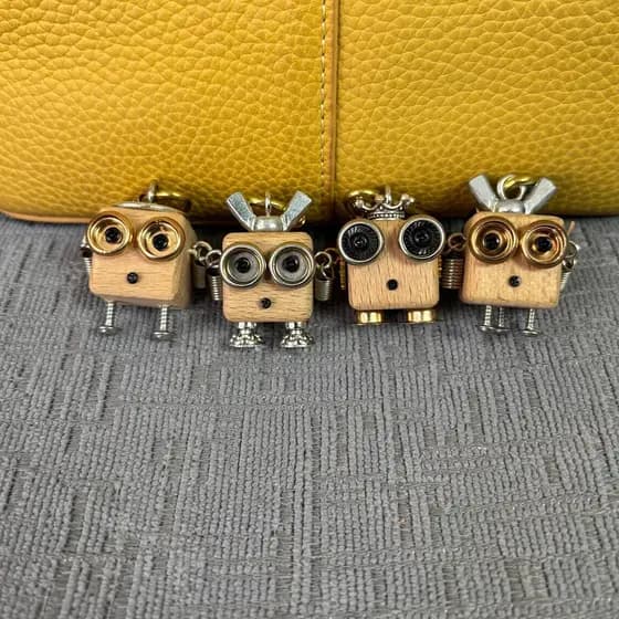 Kit DIY Com Pingente De Robô Steampunk-Madeira E Metal Para Carro/Bolsa Acessório Artesanal