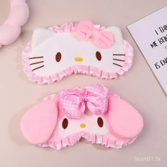 Decorador 3D Hello Kitty Minha Melodia Máscara De Olho Bonito Dos Desenhos Animados Rosa Blackout Dormir Proteção Para O