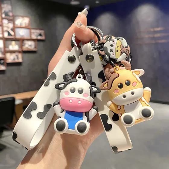 Novo Bonito Vaca Boneca Chaveiro Pingente Engraçado Mochila Presente