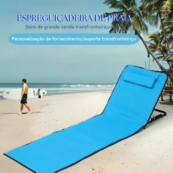 Esteira de Praia Dobrável com Encosto, Almofada e Bolso – Super Prática
