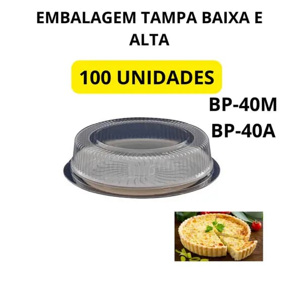 100 embalagem plástica descartável para bolo redondo tampa baixa BP-40 pudim tortas Bipack