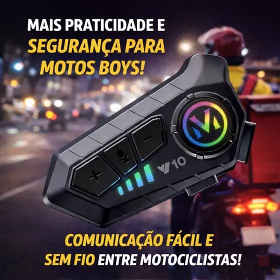 Intercomunicador Bluetooth Moto para Capacete Som Hi-Fi Atender Chamadas Ouvir GPS Música Motociclista