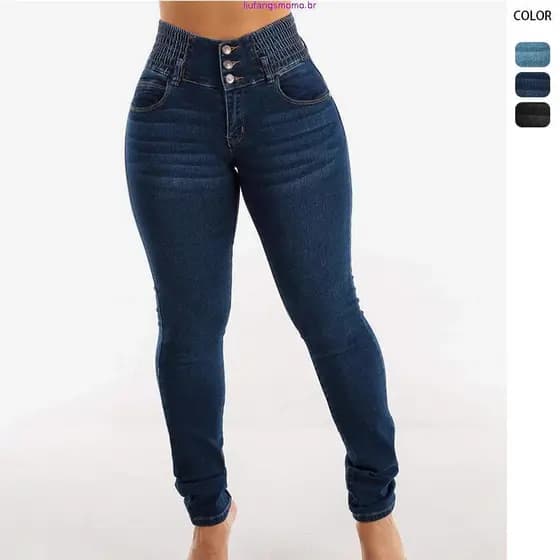 calça jeans plus size feminina skin cintura alta elástico modeladora com lycra premium