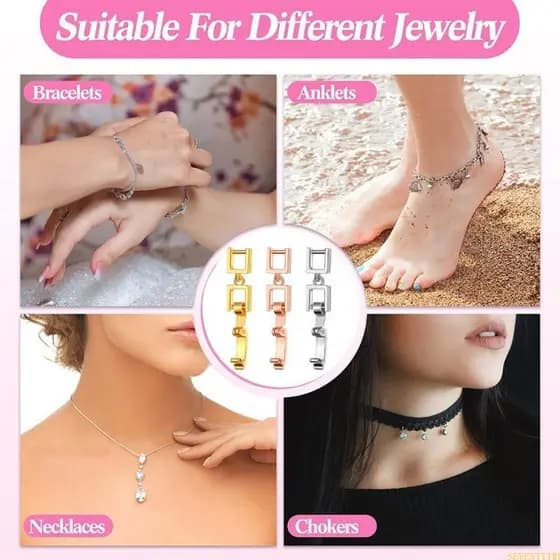 5 Peças Extensores Pulseira Colar Extensão Liga Fecho Dobrável