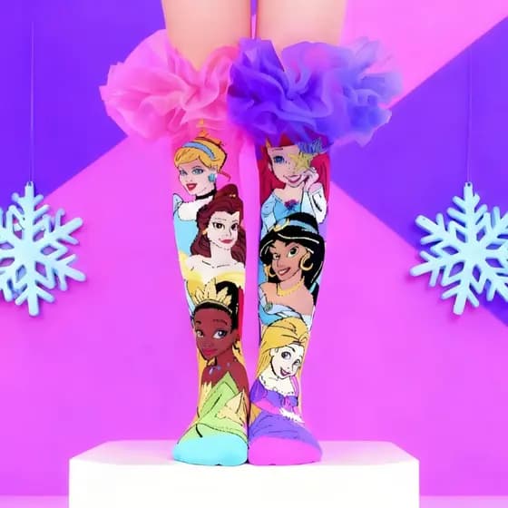 Meia Princesas infantil 3D Divertida Personagem Colorida Meias Cano Alto Menina