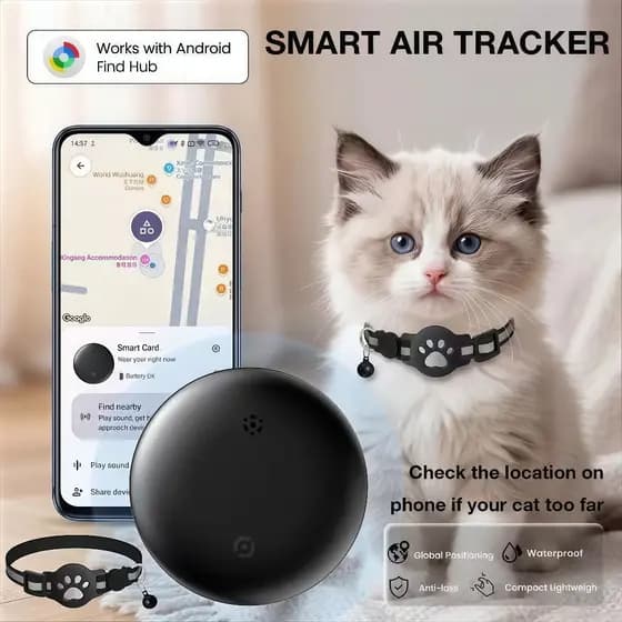 Rastreador para Gatos e Cães Inteligente GPS Localizador Pet App Find My Anti-perda