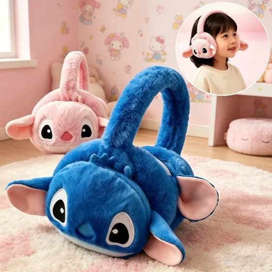 Protetor De Orelha Stitch Infantil De Pelúcia Inverno Aquecido Fofo Abafador Meninas Kids