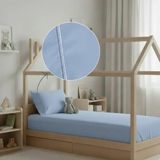 Jogo Lençol Liso 2peças Mini Cama Montessoriana Infantil Percal 400 fios Fronha Ponto Palito