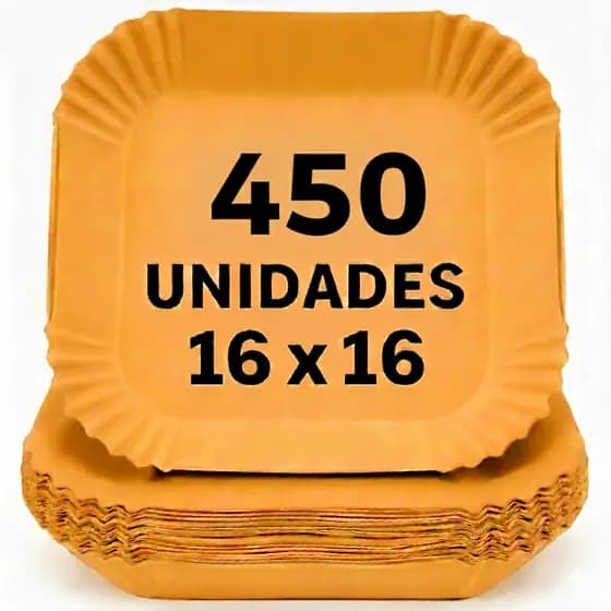 Kit 450 Formas Quadrada De Airfryer Descartável Antiaderente De Papel Cozinha 16x16x4,5cm
