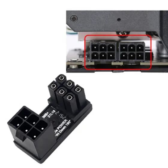 VEI GPU VGA 8 Pinos 6 180 Graus U Volta Para Fêmea Adaptador Alimentação Preto
