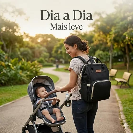 Mochila Preta Maternidade Multifuncional Impermeável com Compartimentos | Bolsa de Bebê Grande e Organizada