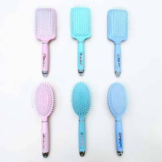 Escova de Cabelo Art Frizzo Oval e Raquete Almofadada Pente Com Cerdas Flexíveis Cores Sortidas