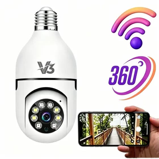 Câmera de Segurança Prova D'água Lâmpada Sem Fio App full HD visão noturn