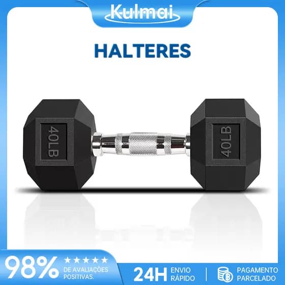 Halter Dumbell Emborrachado Sextavado Cromado De 20lb(9,1kg) Um único haltere 1 Unidade
