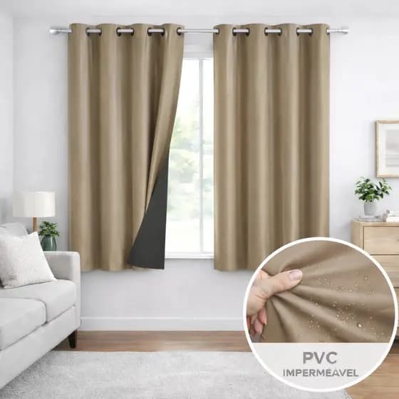 Cortina Blackout Com Ilhós 2,80x2,30 Para Sala Quarto Cozinha Pvc