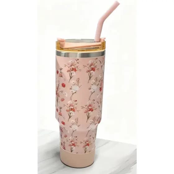 Garrafa Térmica Copo Térmico Aço Inox 1200 Ml Com Alça e canudo personalizados nuvens e cores