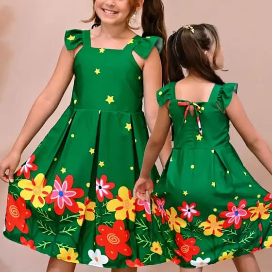 Vestido Infantil Menina Estampado Festa Princesa Alegre Confortável