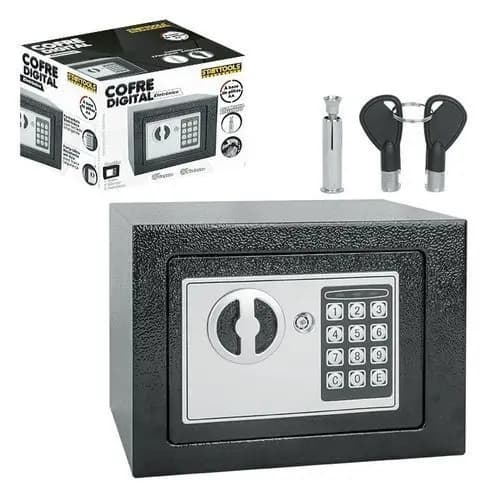 Cofre Digital Eletronico Teclado Chave Seguranca Residencial Comercial Preto