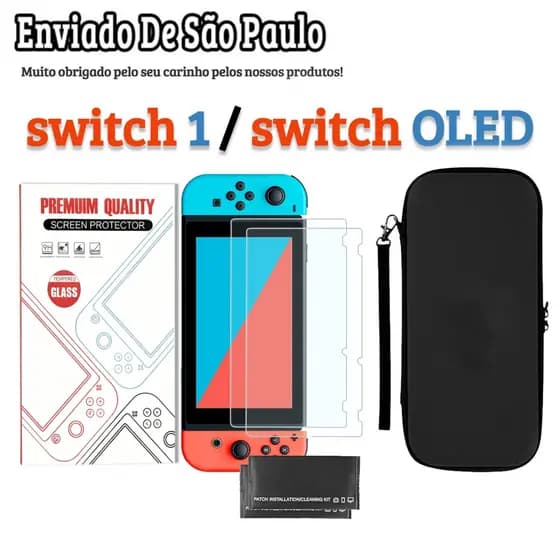 2PCS Película Vidro Temperado 9H Resistente Compatível Tela Visor Nintendo Switch/ Switch Oled Ultra Clara
