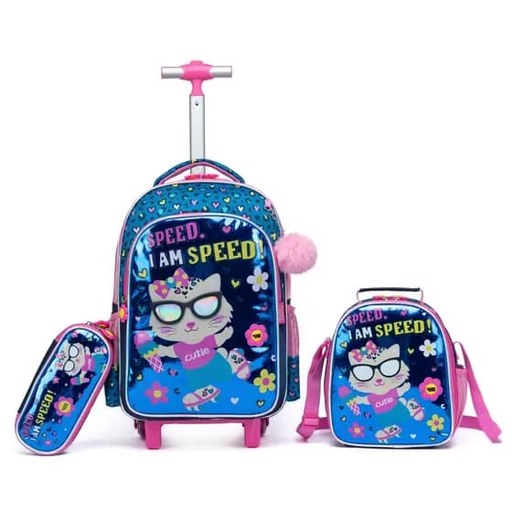 Kit Mochila Guelph Lancheira Estojo Bolsa Escolar Viagem Infantil Menina Refoçada Resistente