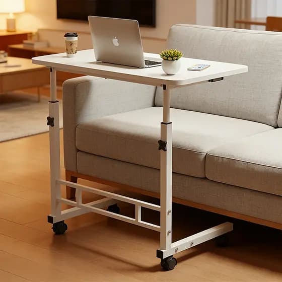 Mesa Multiuso Portátil Ajustável para Notebook com Rodinhas Ideal para Cama e Sofá