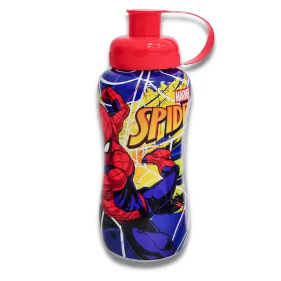 Garrafa 550ml Homem-Aranha resistente e leve, ideal para o dia a dia.