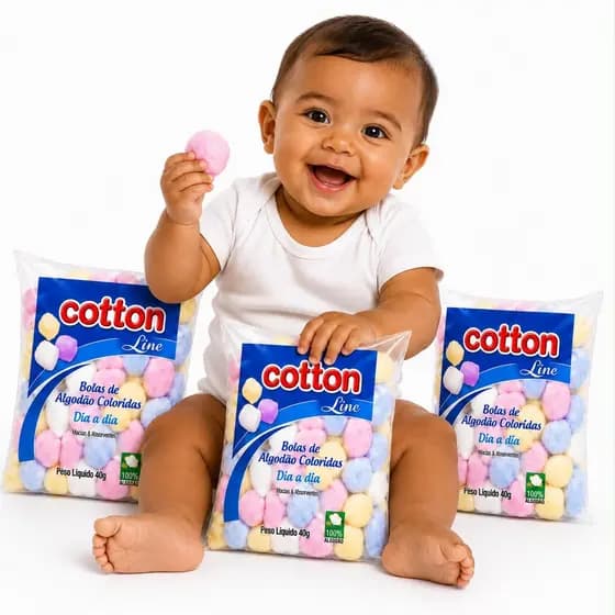 Algodão em Bolas Colorido Cotton Kit com 3 5 10 ou 20 Pacotes 40g Cada Artesanato Escola Oferta