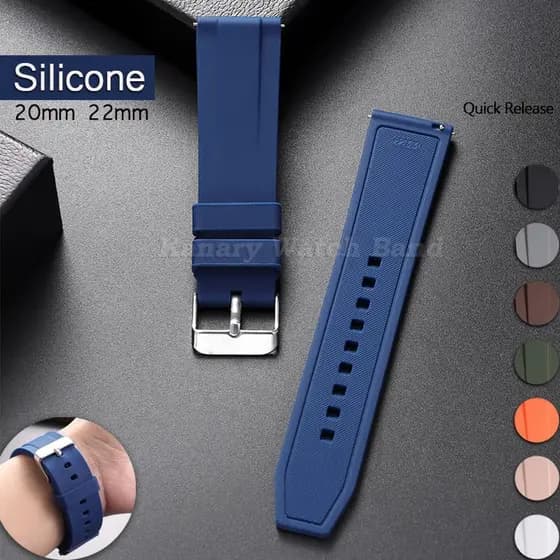Pulseira De Relógio De Silicone Macio 20mm 22mm Liberação Rápida Substituição Borracha À Prova De Água Esporte Masculino