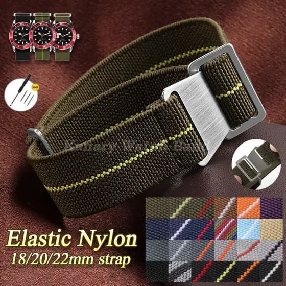 60s Tropas Francesas Pára-Quedas Saco Elástico Náilon NATO Pulseira De Relógio 18mm 20mm 22mm Universal Tecido Balístico