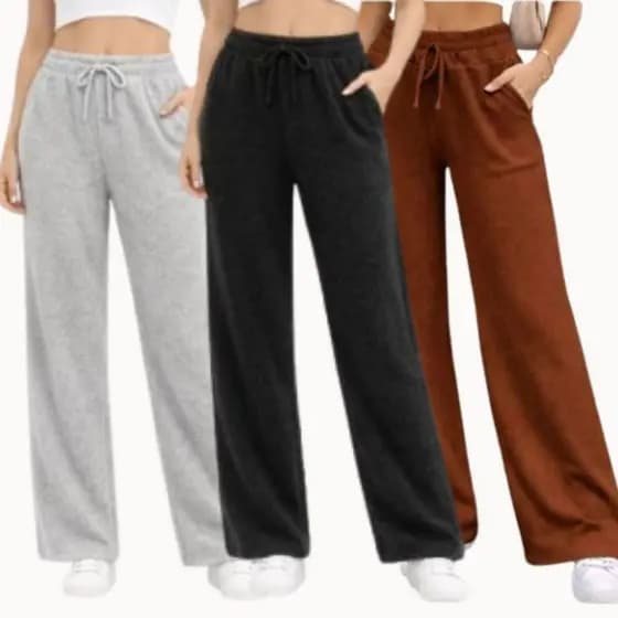 Lanzinha Calça Pantalona Lanzinha Feminina Cintura Alta Com Elastico De e Bolso Outono / Inverno Promoção