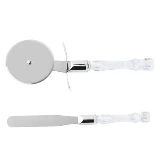 Kit Com 2 Peças Para Pizza Cortador + Espátula Inox