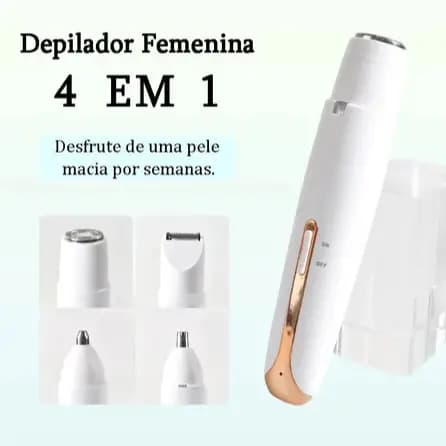 Depilador Elétrico Feminino 4 em 1 Barbeador Aparador de Pelos Corporais Nariz e Sobrancelhas Recarregável lm comercial