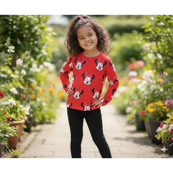 Camiseta Minnie Vermelha DIsney Infantil Blusa Feminina Minnie Vermelha Verão Inverno 2 ao 14