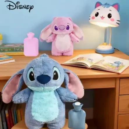 Bolsa Térmica Pelúcia Stitch Angel | Compressa Água Quente | Alívio Cólica e Dor | Presente Fofo