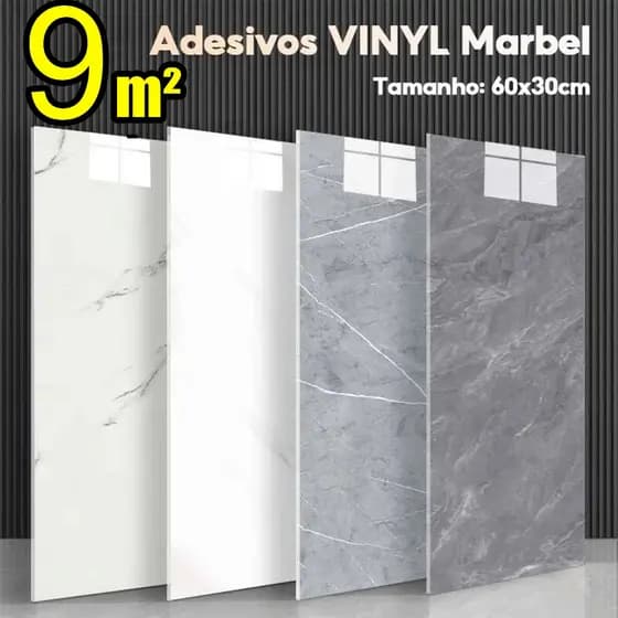 Até 9m² Placa Adesiva Autocolante Mármore de Parede 60cmx30cm PVC Lavável e Antimofo para Sala Quarto Banheiro Cozinha