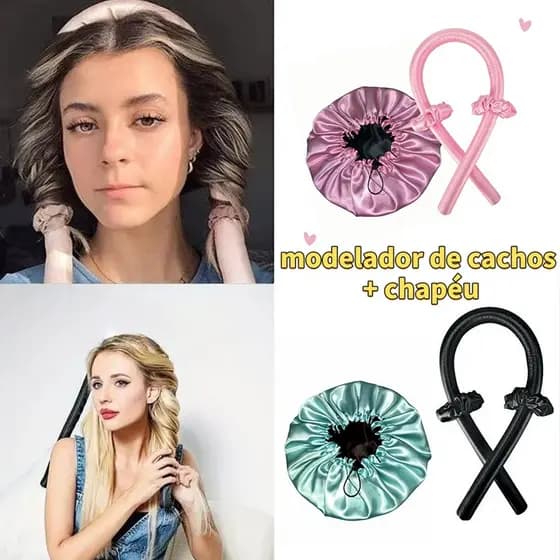 O Melhor Kit Para Cachos : Rolo + 2 Elásticos + Tiara-Variedade De Cores