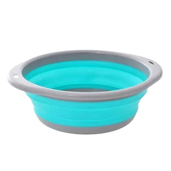 Tigela/Bacia Dobrável de Silicone 2,5L Portátil Multiuso para Cozinha, Carro, Camping, Viagem e Lavanderia Cinza e Verde