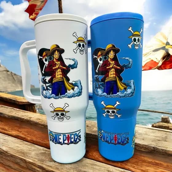 Copo com Canudo One Piece Personalizado 1200ml Em Policarbonato + Brinde