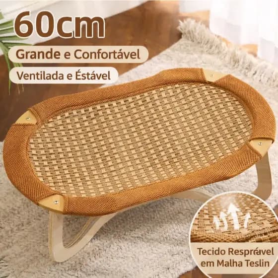 Cama Elevada para Gatos ou Cachorros – Fibra Trançada Respirável e Suspensa